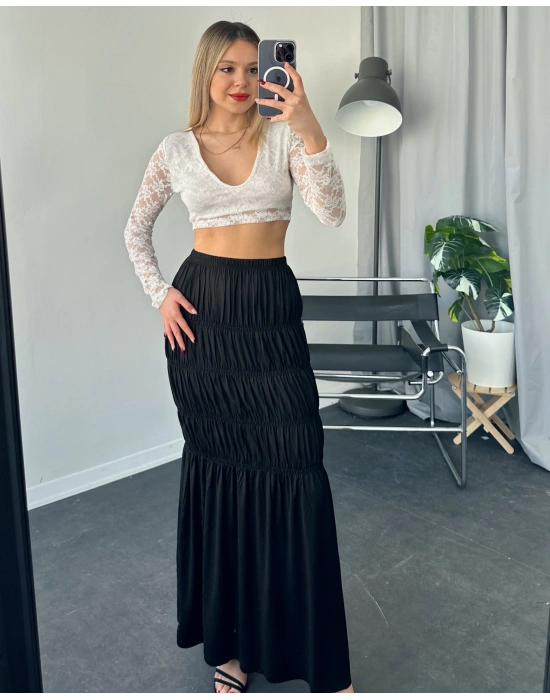 Siyah Gipeli Uzun Etek