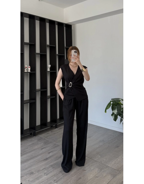 Siyah Hazel Toka Detaylı 2’li Takım