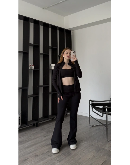 Siyah Laura 3’lü Comfortlux Tayt Takım