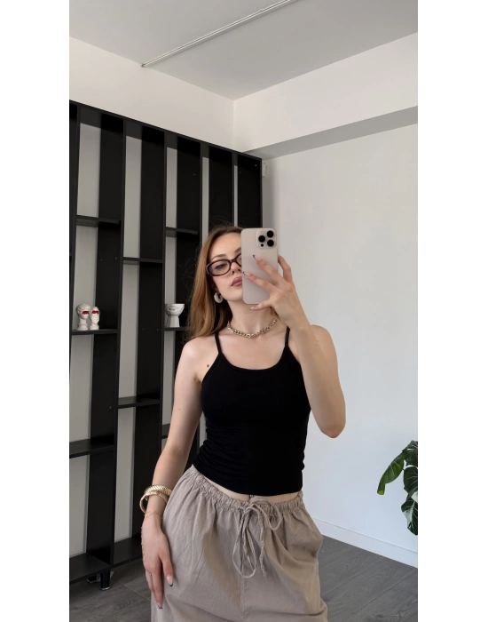 Siyah Lopez Askılı Basic Atlet