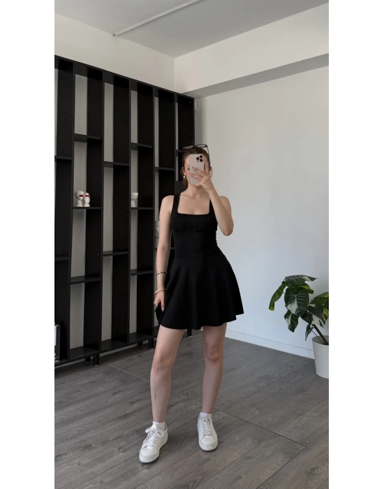 Siyah Milly Cepli Şortlu Elbise