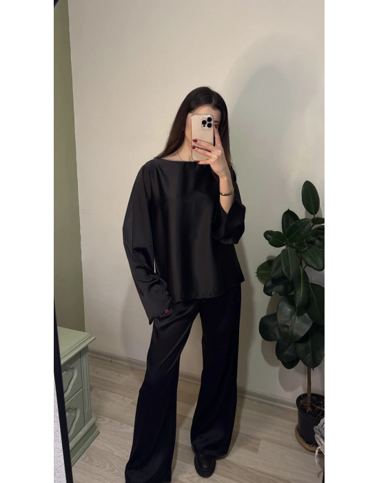 Siyah Mua Saten Salaş Takım