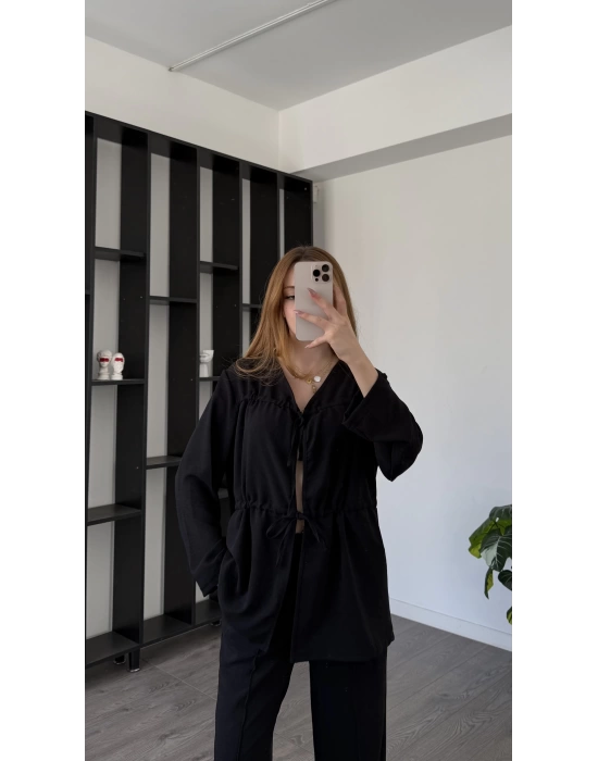 Siyah Novia Bağcık Detay 2’li Takım