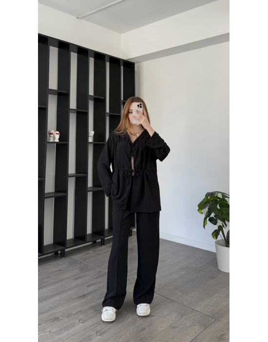 Siyah Novia Bağcık Detay 2’li Takım