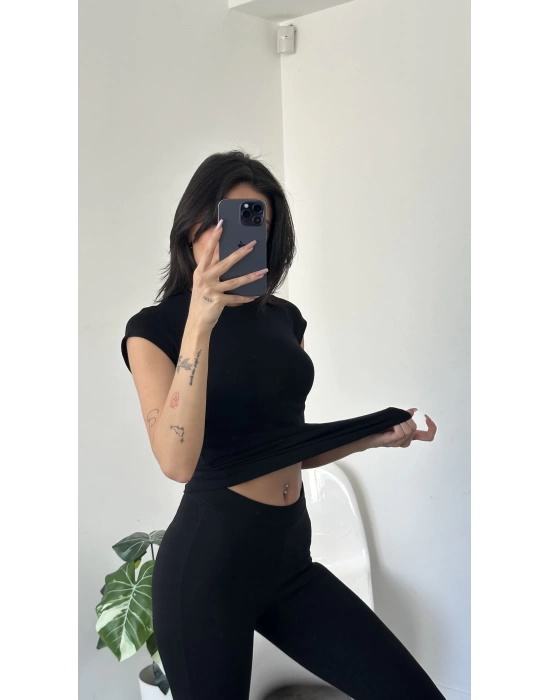 Siyah Oys Marka Etiketli Soft Touch Tshirt