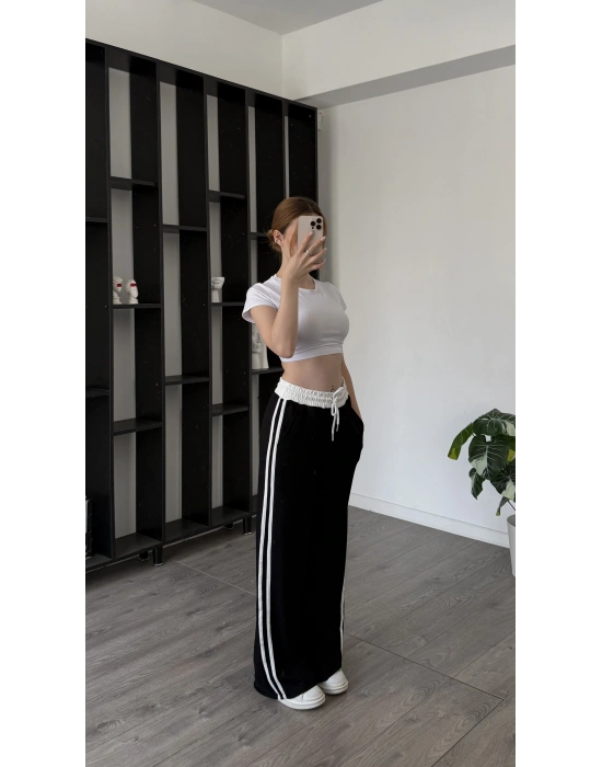 Siyah Perry Çizgili Eşofman Altı