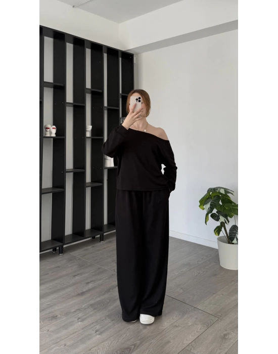 Siyah Selia Düşük Omuzlu 2’li Takım