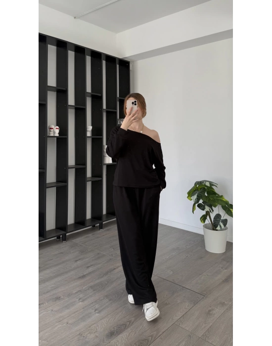 Siyah Selia Düşük Omuzlu 2’li Takım