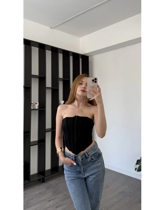 Siyah Septa Kancalı Korse