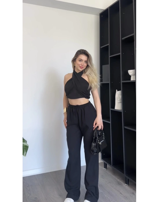 Siyah Sera Çapraz Bağlamalı Takım