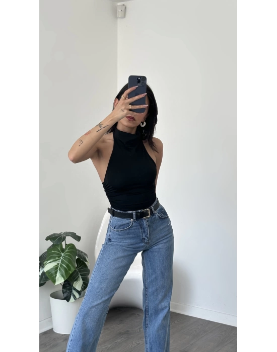 Siyah Sophia Sırt Dekolteli Bluz