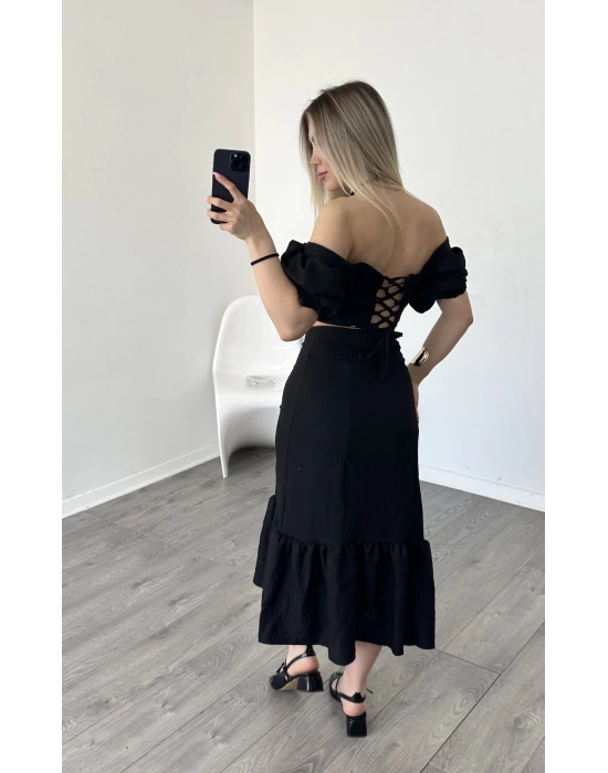 Siyah Talia Etek Büstiyer Takım