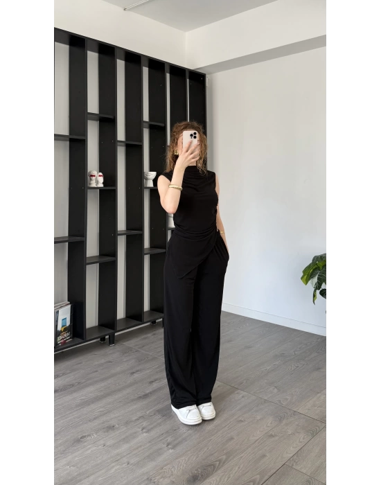 Siyah Venna Asimetrik Kesimli Sandy 2’li Takım