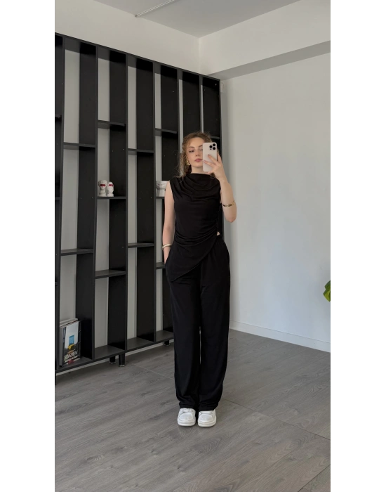 Siyah Venna Asimetrik Kesimli Sandy 2’li Takım