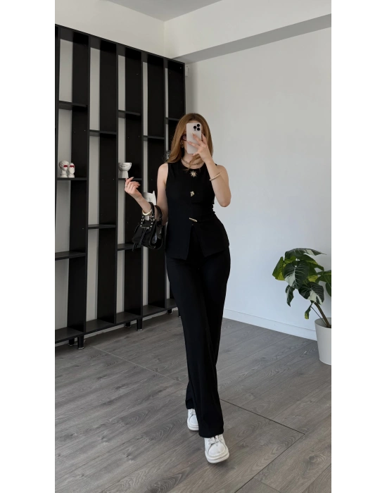 Siyah Zoya Broşlu 2’li Takım