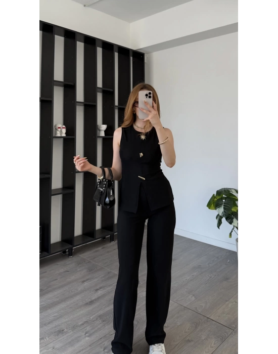 Siyah Zoya Broşlu 2’li Takım