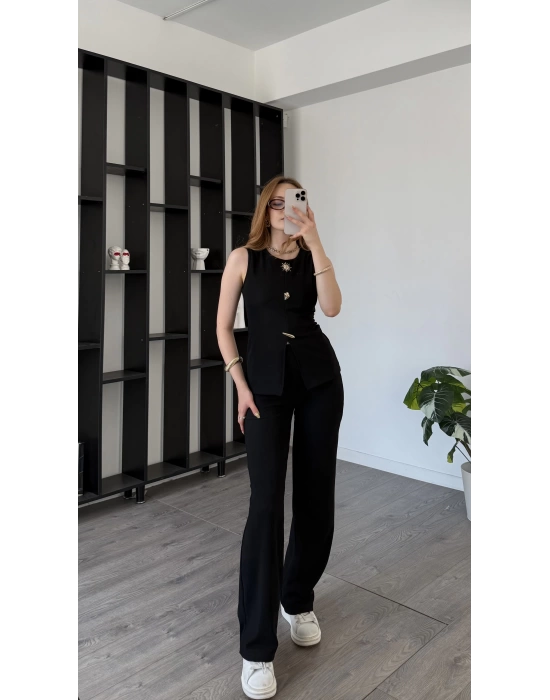 Siyah Zoya Broşlu 2’li Takım