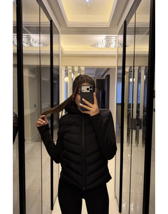 Siyah Zr Muadil Slim Şişme Mont