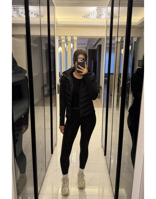 Siyah Zr Muadil Slim Şişme Mont