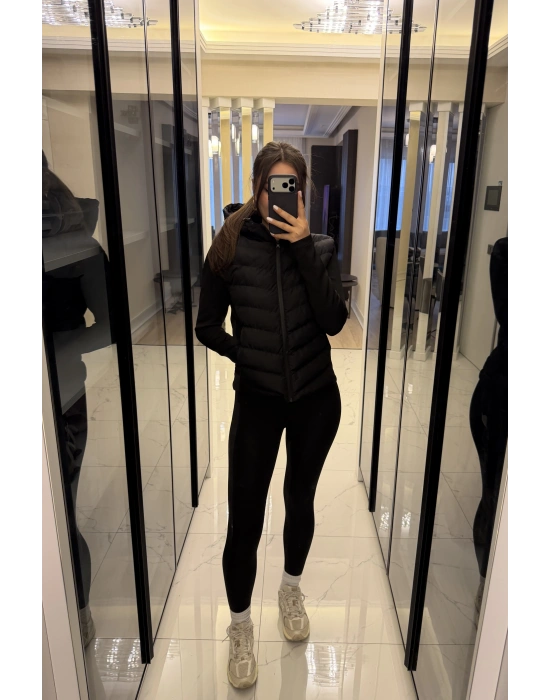 Siyah Zr Muadil Slim Şişme Mont