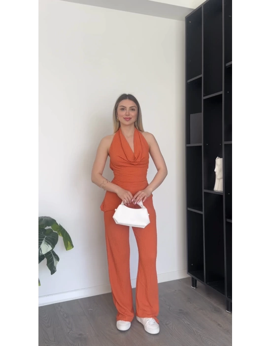 Turuncu Dokulu Degaje Yaka 2’li Takım