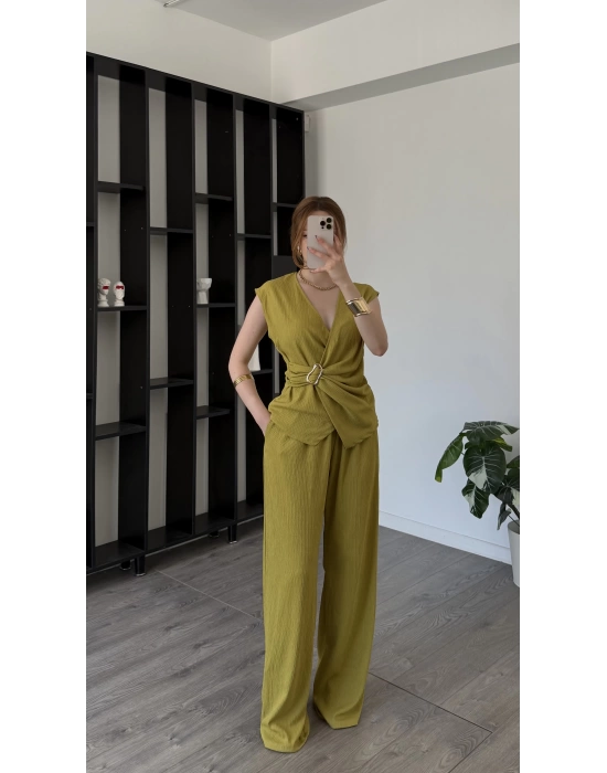Yeşil Hazel Toka Detaylı 2’li Takım