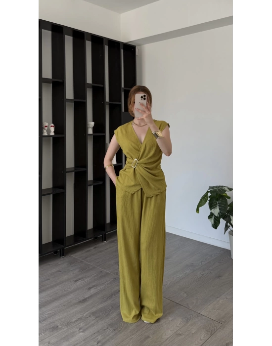 Yeşil Hazel Toka Detaylı 2’li Takım