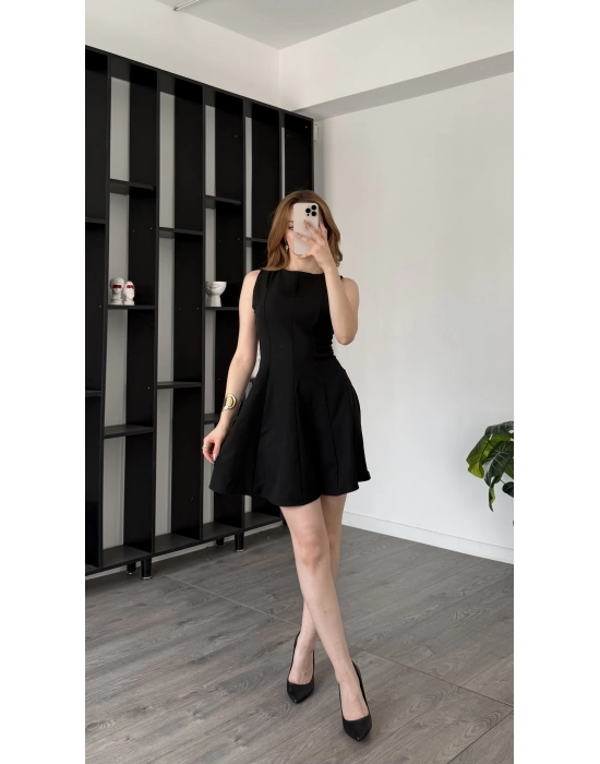 Lacivert Dina Pileli Elbise