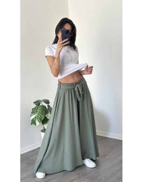 Yeşil Lily Dökümlü Salaş Pantolon