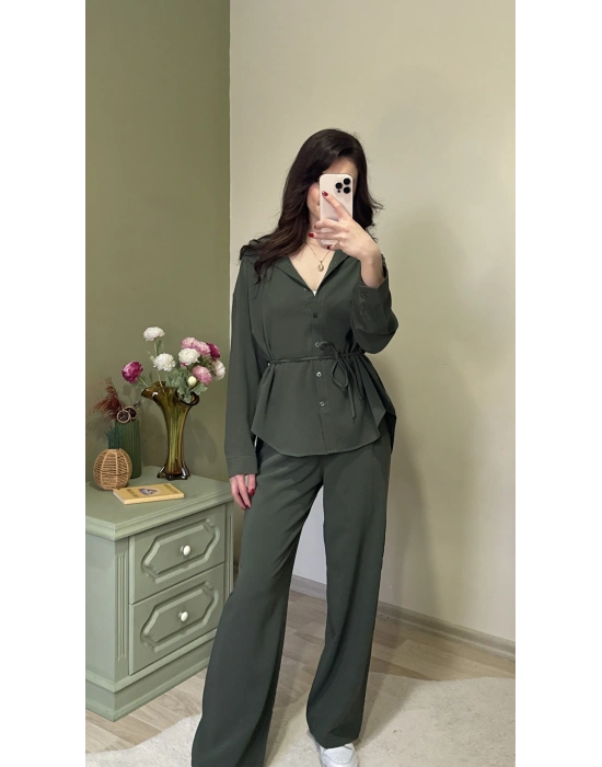 Yeşil Lucia Bağcıklı Gömlekli Takım