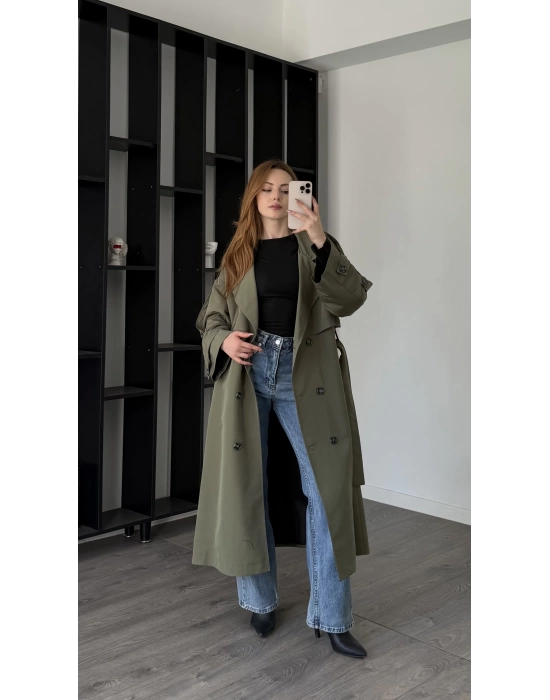 Yeşil Shae Oversize Premium Trençkot