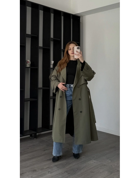 Yeşil Shae Oversize Premium Trençkot