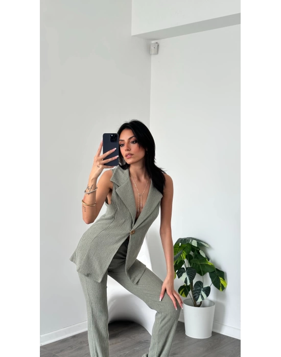 Yeşil Thea Yelek-Pantolon Takım