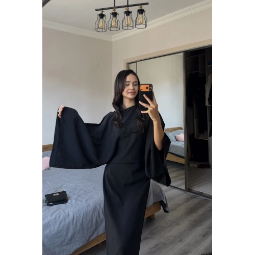 Siyah Massi Muadil Bağcıklı Elbise