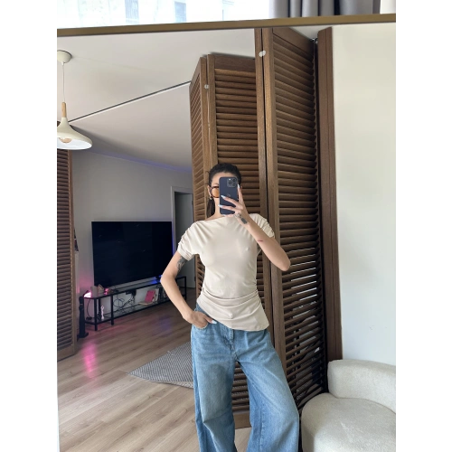 Asimetrik Kesim Tek Omuz Bluz Krem