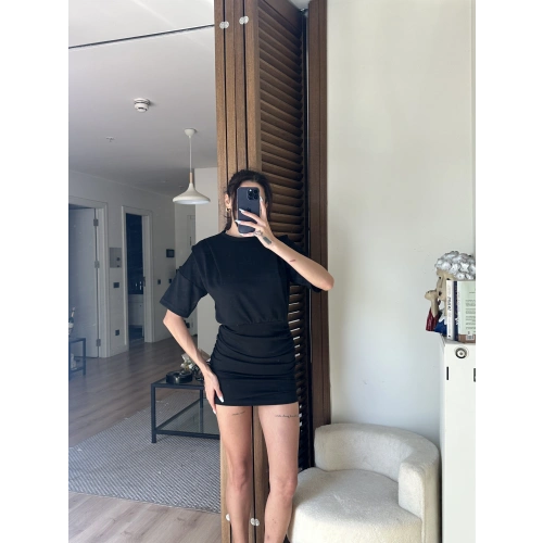 Avena Drape Detaylı Elbise Siyah