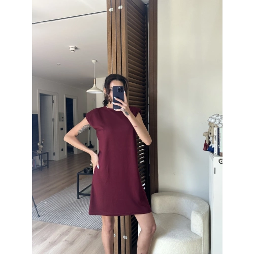 Daisy Vatkalı Elbise Bordo