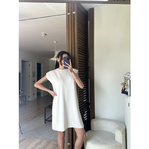 Daisy Vatkalı Elbise Krem