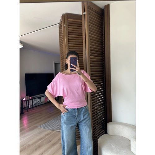 Mila Düşük Omuz Bluz Pudra