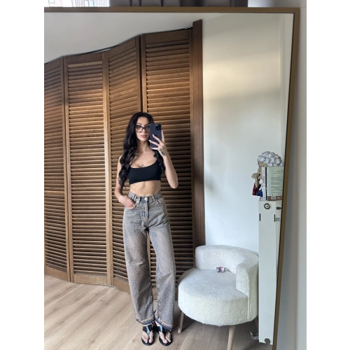 Taşlı Baggy Eskitme Jean