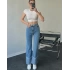 Açık Mavi Katlama Paçalı Wide Leg Fit Jean