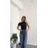 Antrasit Tek Omzu Düşük Büzgülü Basic Bluz
