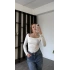 Beyaz Belis Kare Yakalı Bluz