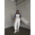 Beyaz Beverly Hills Kısa Oversize Tshirt & Eşofman Takımı