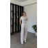 Beyaz Estila Polo Yakalı Takım