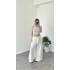 Beyaz Lily Dökümlü Salaş Pantolon
