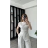 Beyaz Reina Vatkalı Asimetrik Bluz