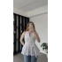 Beyaz Senna Kuşaklı Volanlı Bluz