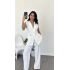 Beyaz Tancy kemer Detaylı Pantolon-Yelek Takım