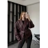 Bordo Anja Tasarım Kuşaklı Deri Ceket